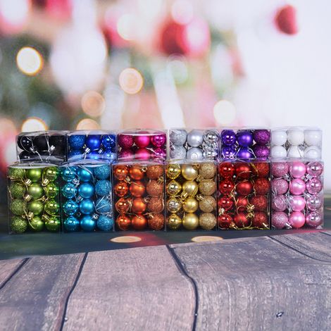 Sapin de Noël décorations de Noël 24 pièces jeu de boules de sapin de Noël intérieur extérieur - 3cm noir MNS (1/2)