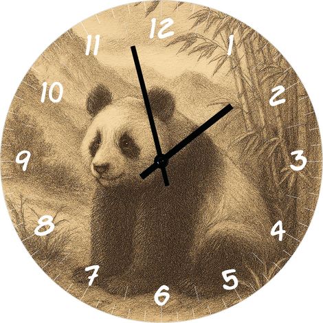 Horloge décorative panda en verre 29 cm