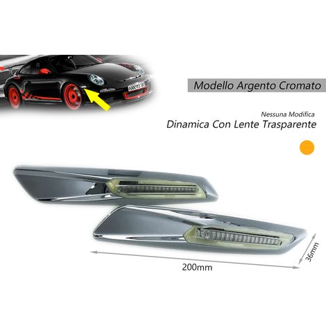 Kit Freccia Laterale a Led Side Marker Dinamica Argento Cromato Lente Trasparente BMW E81 E82 E87 E88 E90 E91 E92 E93 E60 E61 F10 (1/3)