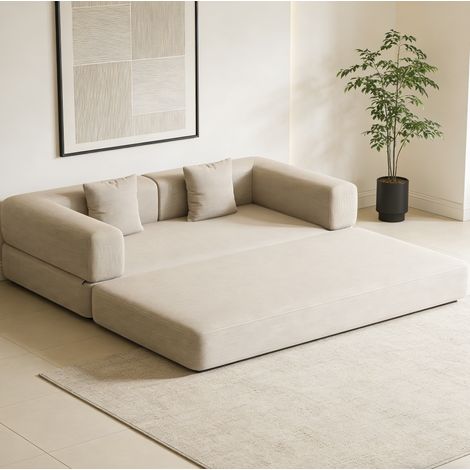 Divano letto 3 posti pieghevole in corduroy OKMYHOME (1/5)
