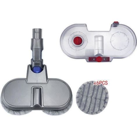 Tête de balai électrique pour aspirateur sans fil Dyson V6V7V8V10V11 avec réservoir d'eau amovible , 6 balais lavables,gris (1/4)