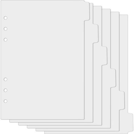 6 separadores A7, carpeta de plástico, separador, índice, 6 agujeros, separador lateral, cuaderno, carpeta de anillas, agenda (1/5)