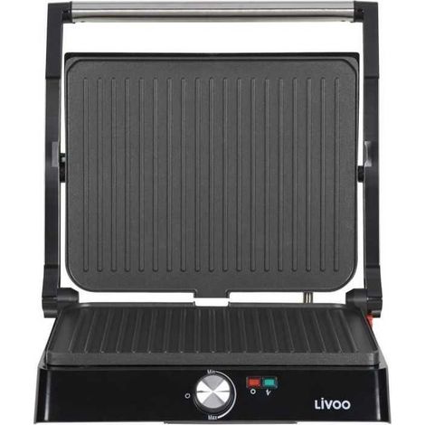 Grill viande et panini - LIVOO - DOC223 - 2200W - 2 plaques - Antiadhésif - Surface de cuisson de 29 x 23 cm - Témoins lumineu