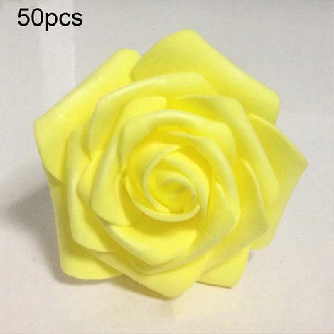 50 roses artificielles en mousse jaunes pour bouquet de mariée à faire soi-même, décoration de fête.-AquaForge (1/4)