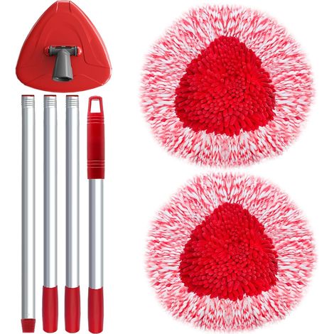 2 Ersatz-Wischmoppköpfe, kompatibel mit Vileda Turbo Mop, 3-in-1-Wischmopp-Set mit 76-148 cm Stiel und 1 Basis – Reinigung verschiedener Oberflächen wie Böden, Autos und Wohnmobile