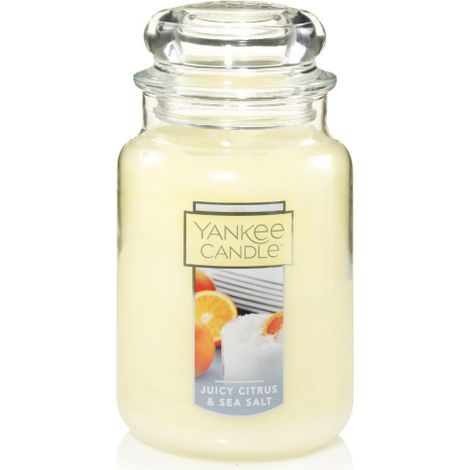 Bougie Yankee Candle grand pot, parfum Agrumes juteux et sel marin, 623 g