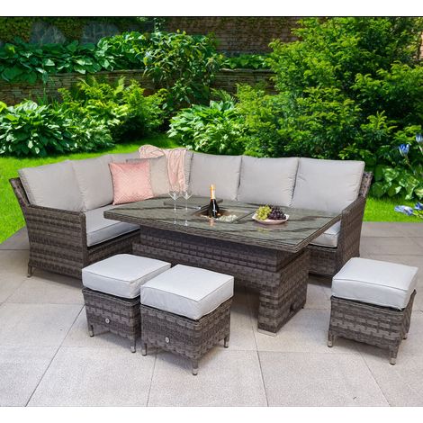 Signature Weave Edwina Wicker Corner Sofa Gas Lift Dining Table Set Ice Bucket (1/4)