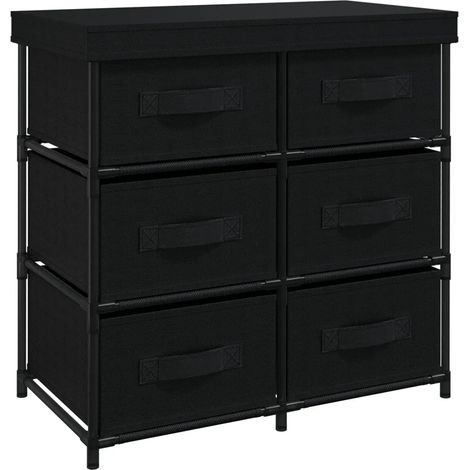Armario de almacenamiento moderno con 6 cajones 55 x 29 x 55 cm espacio organizado diseño sencillo en acero negro 020046936 (1/5)