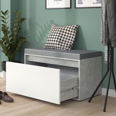 Banc pour chaussures Iker, Béton, 80 x 45 cm, Vicco