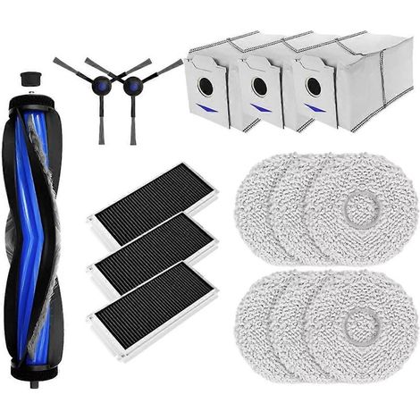 Accessoires pour aspirateur robot Ecovacs Debot N30 Omni/N30 Pro Omni : brosse latérale principale, filtre HEPA, chiffon anti-poussière (1/5)