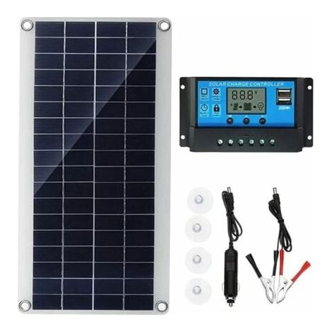 Panneau solaire 30W 12V, Kit de panneau solaire, Kit de chargeur de batterie avec contrôleur de Charge solaire 20A, extérieur, jardin (1/5)