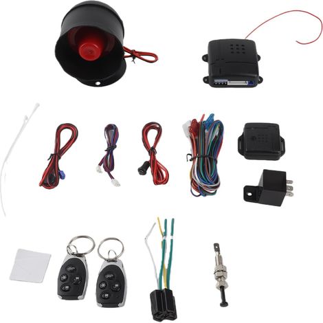 Système Alarme Voiture sans Fil, 2 Télécommandes, Universel  Kit sécurité auto, télécommande portée étendue, installation simplifiée, boîtier plastique noir, protection périmétrique, co (1/3)