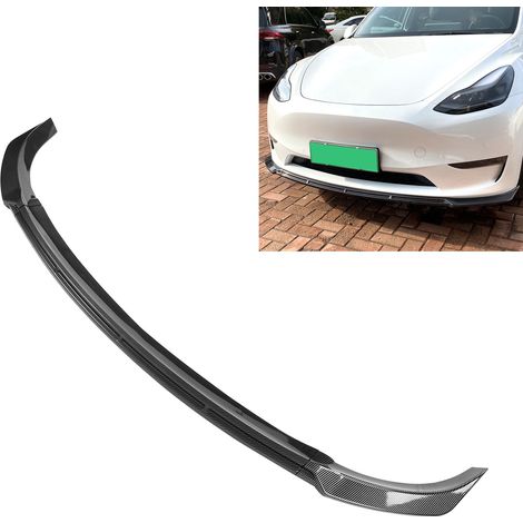 Maxton-Style 3-teiliger Frontstoßfänger mit Splitter und Lippenspoiler für Tesla Model Y 2020-2022, übergroß in strukturierter Kohlefaser. (1/5)