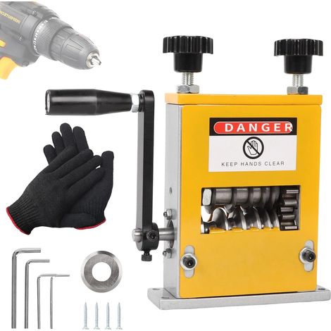Denudeur Cable Electrique pour Câble 3-17 mm, Machine a Denuder le Cuivre avec 6 Trous et 5 Canaux, Denudeuse Cuivre avec Manivelle ou Perceuse, pour le Recyclage des Fils (1/5)