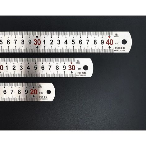 Set of 3 Stainless Steel Rulers: 40cm, 30cm, 20cm, Double-Sided Metric and Imperial Markers for Woodworking, Model Making, Painting, and Measuring (1/5)