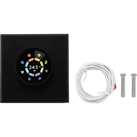Intelligentes Thermostat Schwarz, WLAN-Steuerung, App-Steuerung, Timer, Überhitzungsschutz, Sprachsteuerung, AC 95–240 V, Fußbodenheizung (1/5)