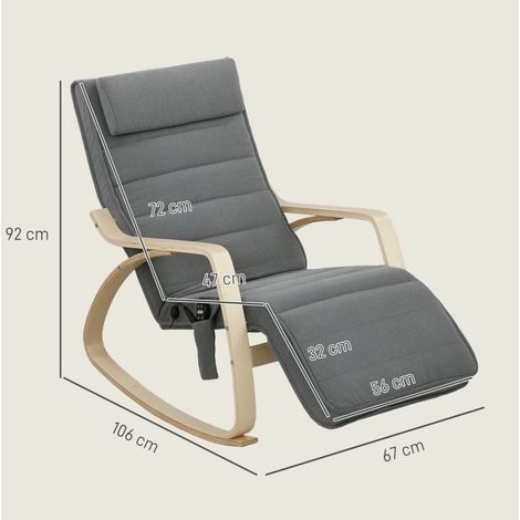 Sillón balancín masajeador con calefacción lumbar y reposapiés ajustable, gris (1/3)