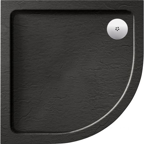Aquadart Luxury Black Slate Effect Shower Tray - Standard Chrome Waste - Quad - 900 x 900mm (1/2)