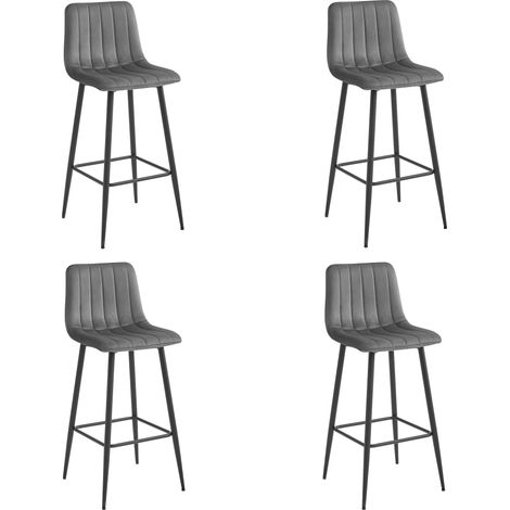 Tabouret POZZA - velours gris foncé / pieds noirs x 4 (1/5)