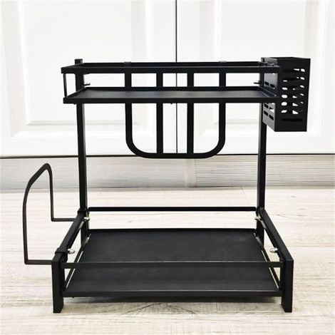 Aufbewahrungsregal für Küchengewürze, Utensilien-Organizer, Komplettpaket – zwei Schichten, 30 x 20 x 40 cm, schwarz (1/5)