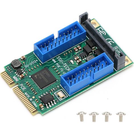MINI PCIE vers USB 3.0 Carte d’Extension Avant pour Windows XP/2003/Vista/7/8/10/2003/Linux (Double 19PIN, 10313) (1/5)