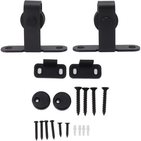 DEESSE SHOP-Quincaillerie pour Porte de Grange Coulissante, Kit de Quincaillerie pour Porte de Grange Coulissante Robuste, Coulissant Silencieusement et en Douceur, Acier au Carbone (1/5)