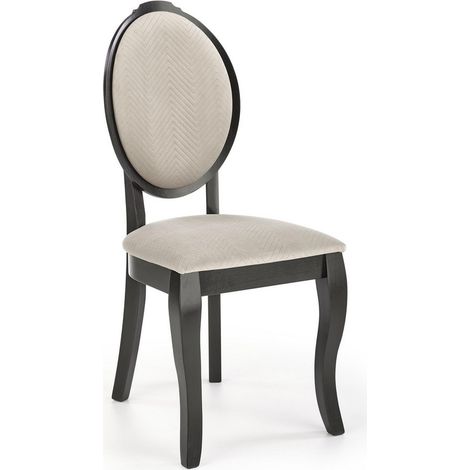 Chaise médaillon noire et beige en bois Louis (1/5)