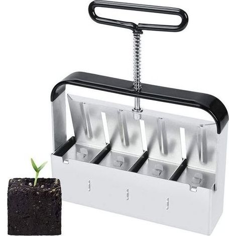Outil de blocage de terre manuel - Outil de jardinage presse motte - 5cm - Bloque le sol - Avec poignée antidérapante, presse motte pour semis, confortable pour planter, transplanter, serre (1/5)