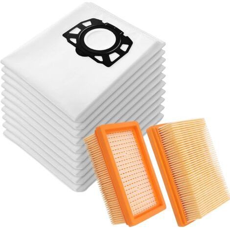 Lot de 15 sacs d'aspirateur KFI 487 2.863-006.0 + 2 filtres KFI 4410 pour aspirateur Kärcher WD4 WD5 WD6 WD5P WD6P Premium MV4 MV5 MV6 2.863-005.0 (17) (1/5)