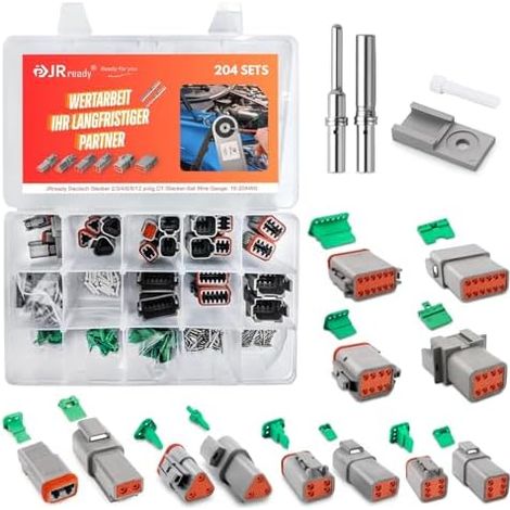 Connecteur Deutsch 2/3/4/6/8/12 broches Gris IP68 Étanche DT Set 12 Sets Avec kit Terminal Wire Gauge 16-20 AWG pour Voiture, Motos, Camions, Bateaux - 2-12 pin-newY02 (1/5)