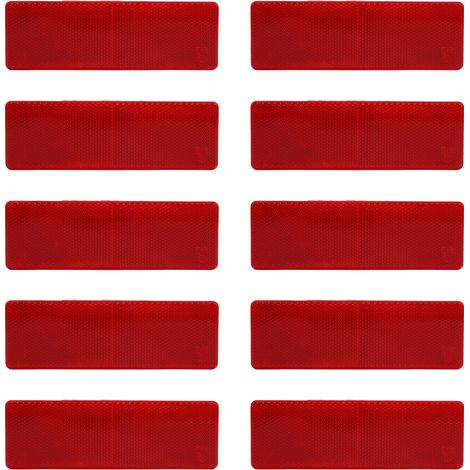 10 catarifrangenti rettangolari autoadesivi da 48x148 mm ad alta visibilità per rimorchi, camion, trattori, barche, motociclette, cancelli e recinzioni, colore rosso. (1/5)