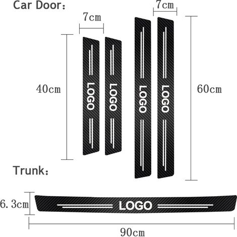 (Pour VW,un jeu) Protections de seuil de porte en fibre de carbone pour VW GTI R Scirocco Polo T5 Passat B6 Golf Tiguan Jetta T-ROC CC (1/2)