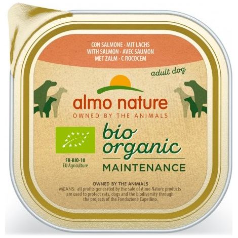 Almo Nature Dog Bio Organic Salmone - Vaschetta 100 Gr - Cibo Umido Cani