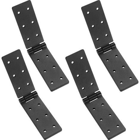 Juego de 4 bisagras plegables - Metal negro - Para puertas de madera, portones de jardín, muebles y cajas de herramientas (1/5)