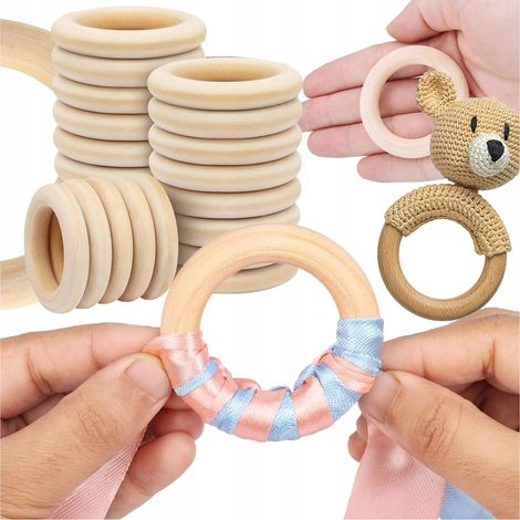 Anelli in legno, anelli per macramè, 55 mm, anelli per asta per tende, acchiappasogni, 10 pezzi (1/5)