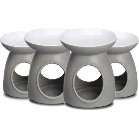Brûleur de cire - JUANIO - Basic - Gris - Céramique - Pour huiles essentielles et bougies (1/3)