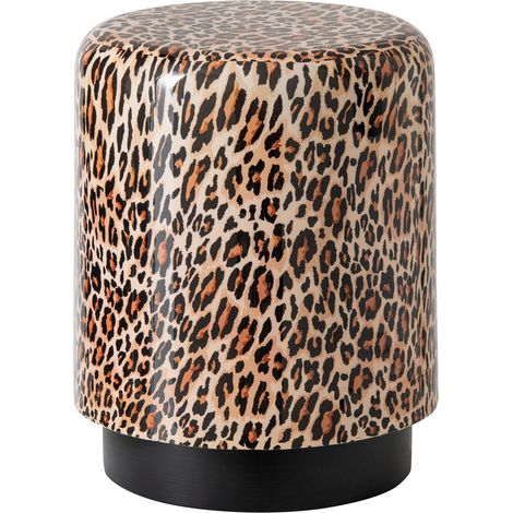Pouf Léopard en Métal "Jonna" 45cm Caramel