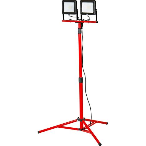 STIER Duo SMD LED Baustrahler Basic+, 2x 2400 Lumen, 2x30 W, mit Stativ Fluter, Strahler, Arbeitsstrahler, LED Arbeitsscheinwerfer, Baustellenlampe, Baulampe, LED Arbeitsleuchte