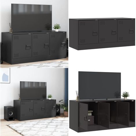 TV-Schrank Schwarz 99x39x44 cm Stahl - TV-Schrank - Fernsehtisch - Regal - Wohnzimmermöbel - Stauraum - Home & Living (1/5)