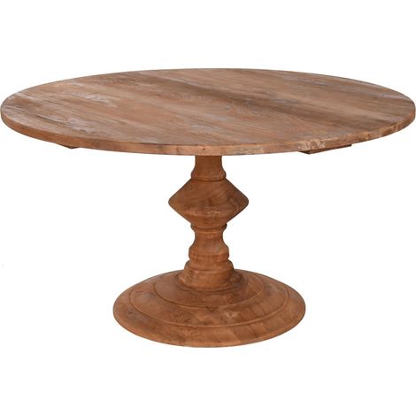 Table de salon ronde en teck éco-responsable - Teck naturel élégant et authentique (1/5)
