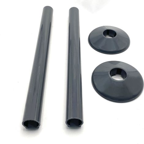 Anthracite Radiator Pipe Covers SnapFit 2 Pack 200mm Long 15mm Pipe Central Heating Clip On Covers Snappit