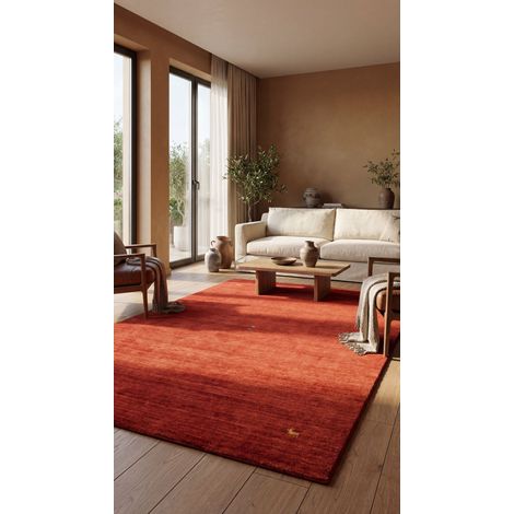 Tapis Gabbeh indien Tapis Sahara - Tapis en laine - 300x200cm, Rectangular - 100% Laine vierge - Tissé main - Rouge (1/5)