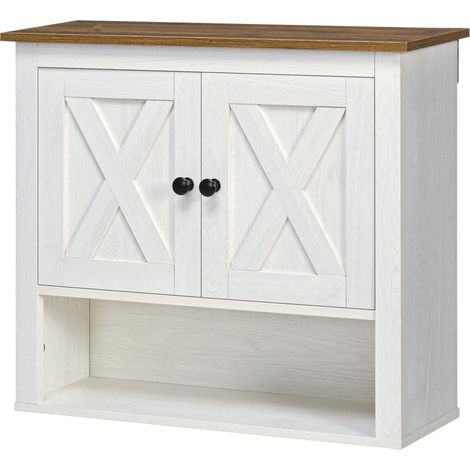 Armoire murale salle de bain 60 x 19,5 x 52,5 cm gain de place avec niche moderne épuré en panneau de particules blanc (1/5)