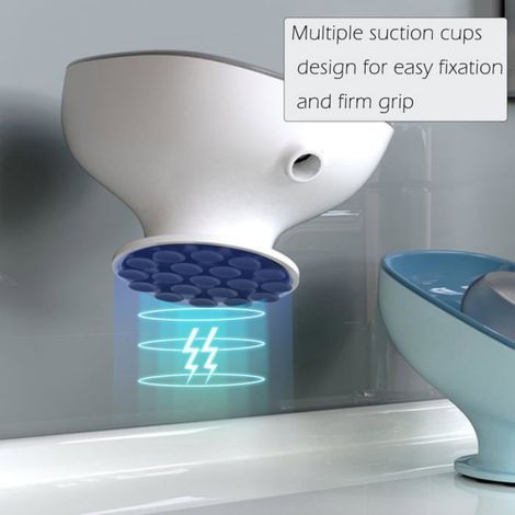 Porte-Savon Ventouse pour Évier Cuisine Salle de Bain, Support Adhésif Sans Perçage, Bleu (1/4)