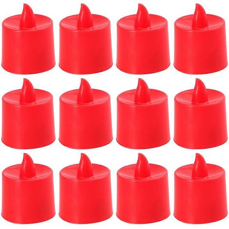 Lot de 12 bougies LED à effet lumineux, bougies électroniques romantiques pour une fête de demande en mariage (rouge)-Red (1/2)