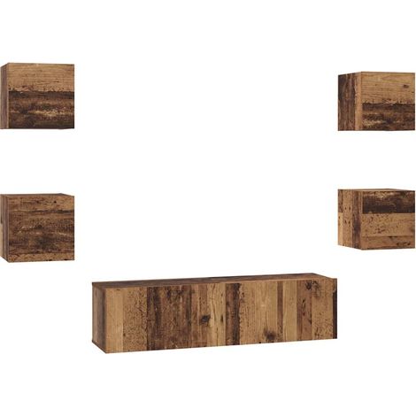 Maison Exclusive - TV-Schrankset Wandmontiert 6 pcs Altholz Holzw