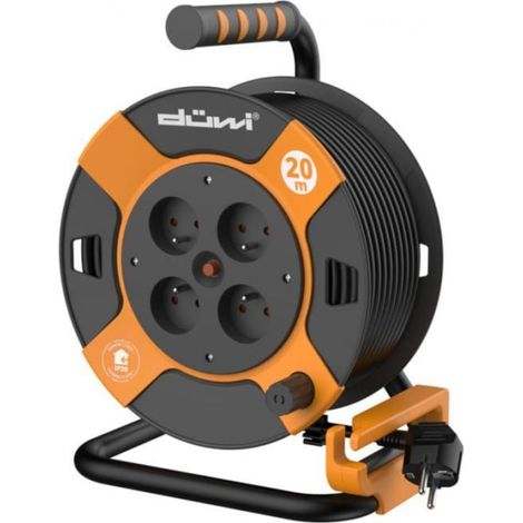 Kabeltrommel, 4-fach, H05VV-F 3G1.0, 20 m, orange-schwarz / 24620