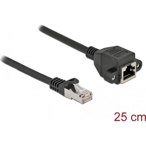 Delock Cable de extensiÃ³n de red S/FTP RJ45 macho a RJ45 hembra Cat.6A 25 cm negro