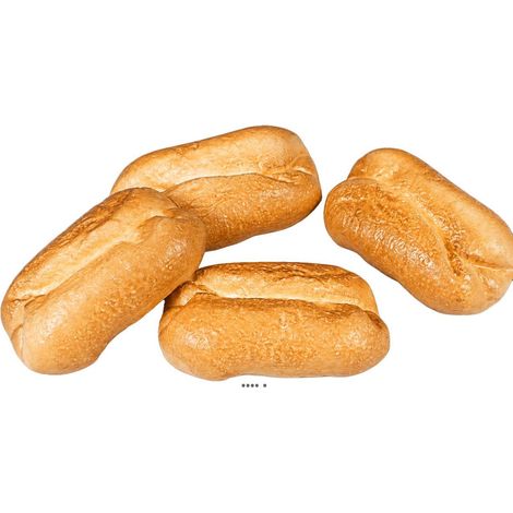 Petit pain blanc artificiel en lot de 4 Plastique soufflé L 100x60 mm (1/3)