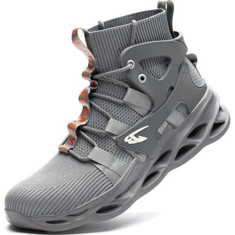 Chaussure de Securité Homme Femmes Légères Montante Basket de Securite S3 Respirante Chaussures de Travail Embout Acier - Gris 45EU 27.5cm (1/4)